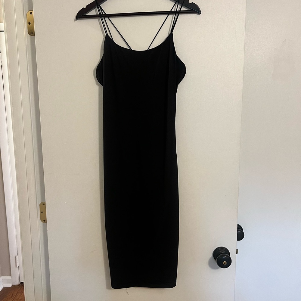 House of Harlow Black Midi Slip Dress strappy back- NWT